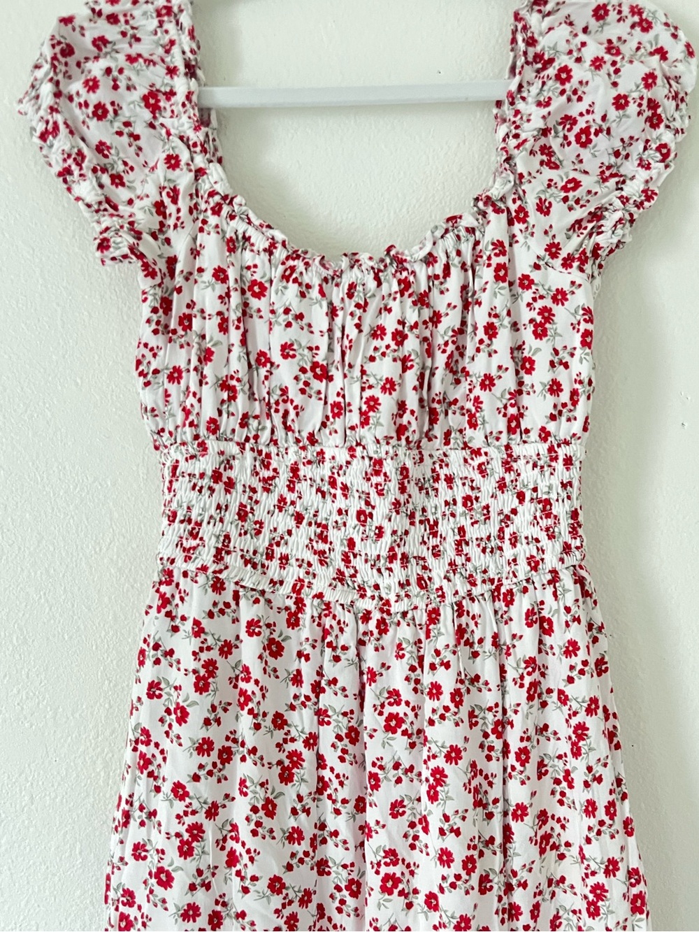 Hollister White Maxi Dress with Red Floral - Picture 2 of 5